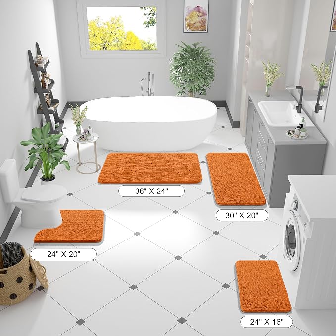 OLANLY Bathroom Runner Rugs 44x24, Extra Soft Absorbent Chenille Bath Rugs - Image 2