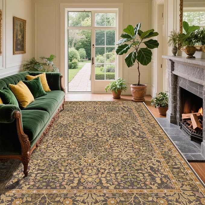 5x7 Washable Area Rugs for Living Room, Stain Resistant Vintage Rugs for Dining - Image 2