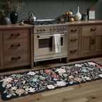 DCX Black Floral Rug 2x6, Washable Black Rug by DCXWashableRug