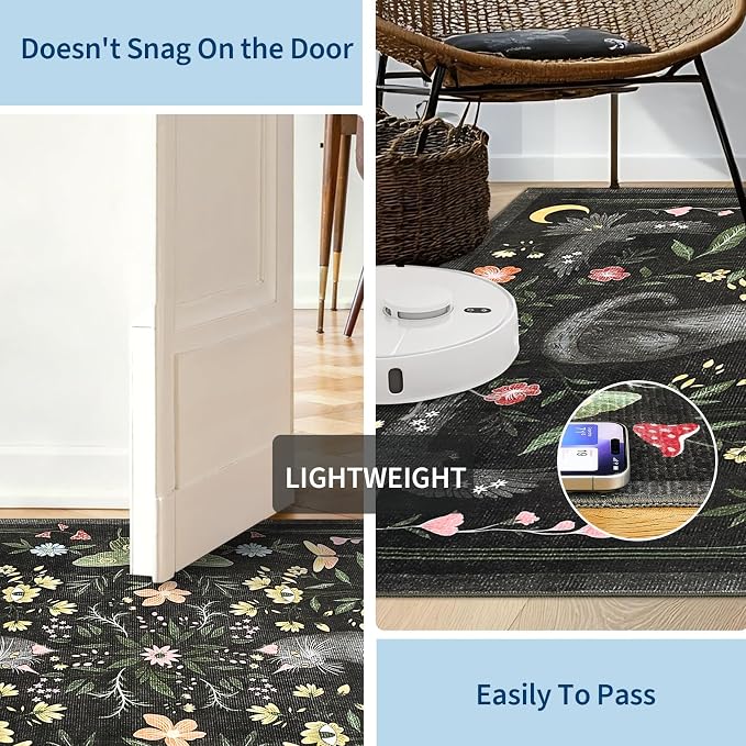 GarveeHome 5x7 Cat Area Rug Black Washable Rugs - Image 5