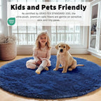 ONASAR Navy Blue Round Area Rugs 5ft, Soft Bedroom Circle Rug Floor Mat - Image 5