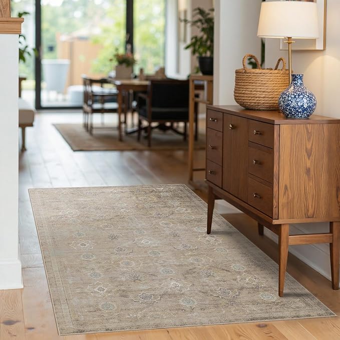 Rugxara 3x5 Rug for Entryway Bedroom, Vintage Retro Boho Throw Rug, Non Slip & - Image 2