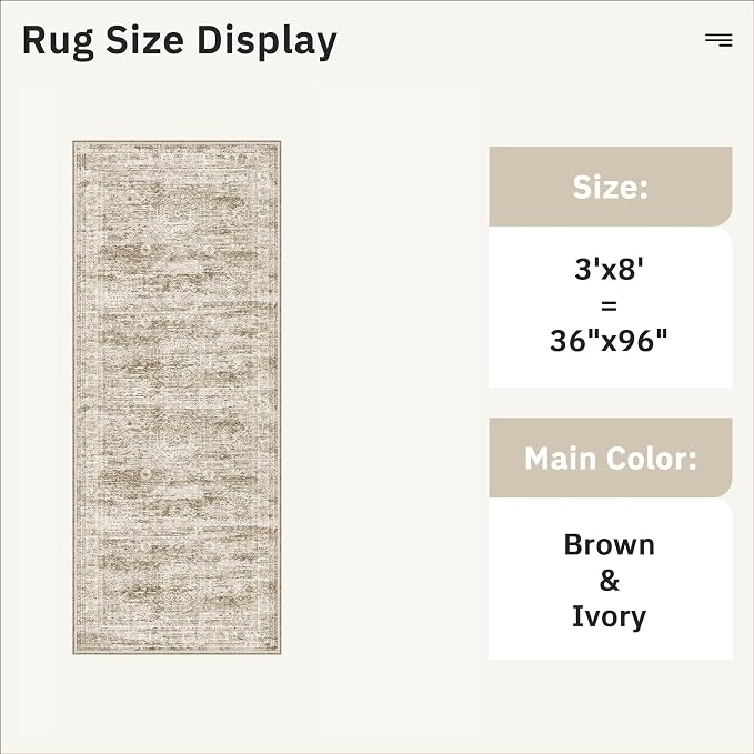 Soalmost Runner Rug 3x8 Washable Non-Slip Hallway Runner Rugs - Image 5