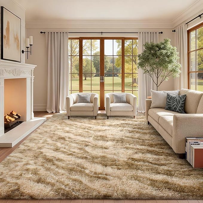 Area Rugs for Living Room, Tie-Dyed 4x6 Feet Soft Fluffy Shagg Plush Rug High - Image 3