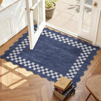 Small Area Rug 2x3 Modern Checkered Entry Rug Solid Color Scalloped Kitchen by GarveeHome