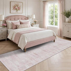 Latte&Fog Pink Washable Hallway Runner Rug 2x10, Non Slip Low Pile Soft Rugs - Image 3