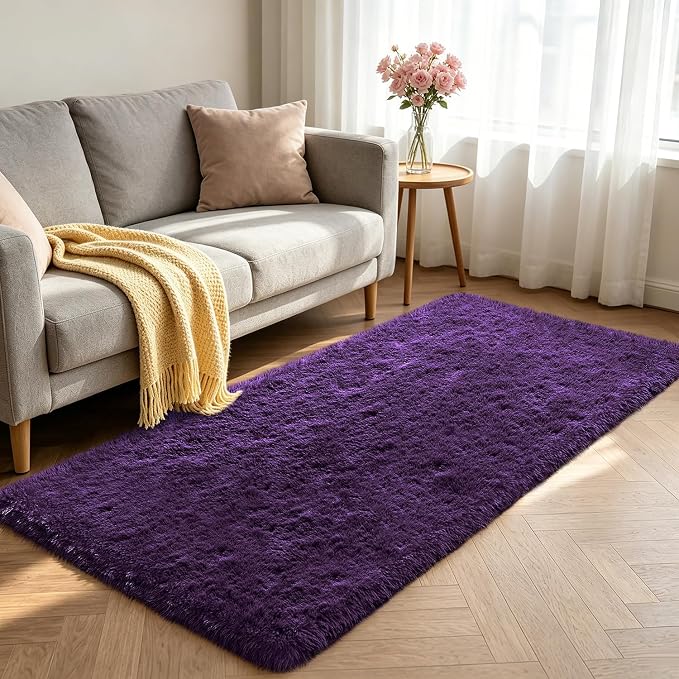 Shag Runner Rug for Bedroom Living Room 3x7 Upgrade Non-Slip Fluffy Soft - Image 2