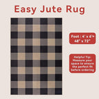 Tangsoo Checkered 4x6 Washable Easy Jute Area Rug - Image 3