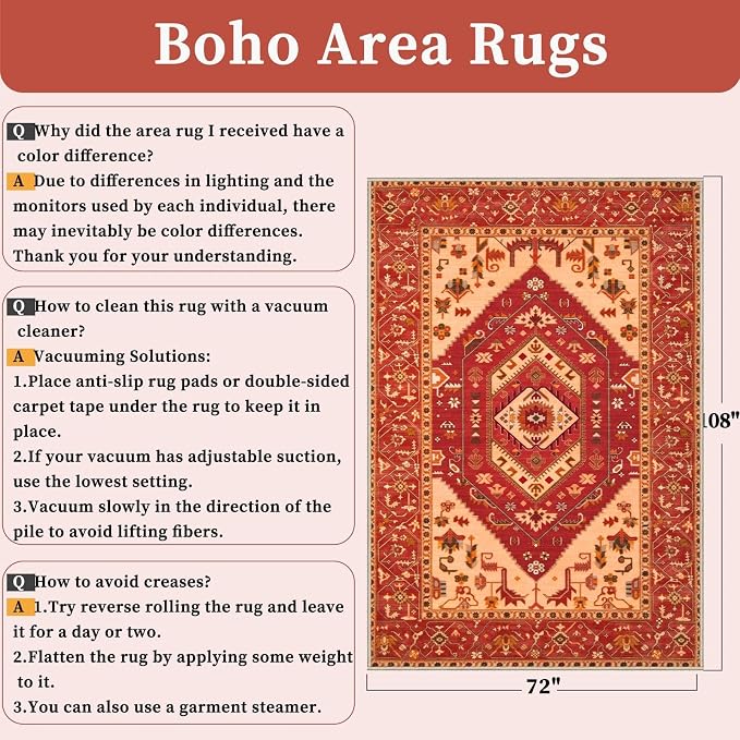 SERISSA 6x9 Area Rugs for Living Room, Large Washable Non-Slip Boho Rug - Image 2
