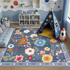 RELEANY Floral Square 6ft Area Rugs Washable Print Boho Cute Carpet Non Slip - Image 9