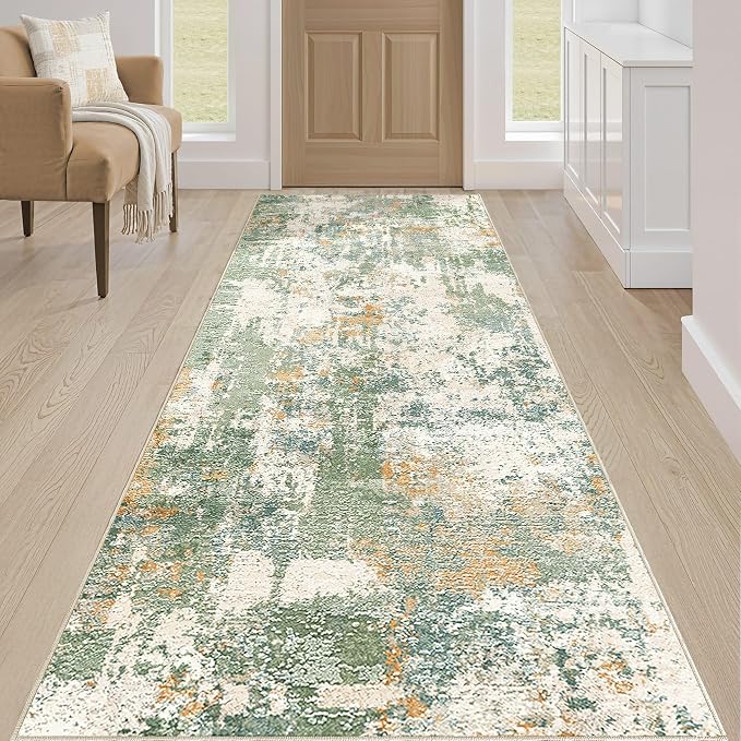 Runner Rug Kitchen Washable Rugs: 3x10 Non-Slip Abstract Soft Modern Stain - Image 4