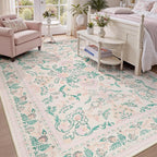DCX 8x10 Pink Rug, Floral Rug for Girl’s Bedroom, Cute Soft Low Pile Non Slip by DCXWashableRug
