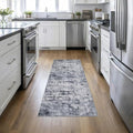 2'x6' Runner Rug Washable Rug: Modern Abstract Soft Thin Runner Rug Grey by FXRHLP