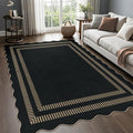 Scalloped Modern Easy Jute Carpet, 5x7 Outdoor Patio Washable Area Rug by LORWER