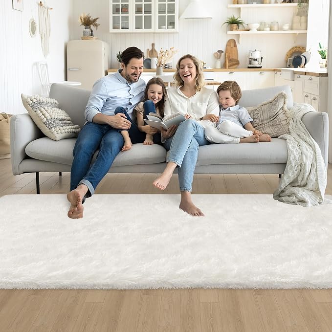 3x10 Feet White Soft Shag Runner Rug - Image 3