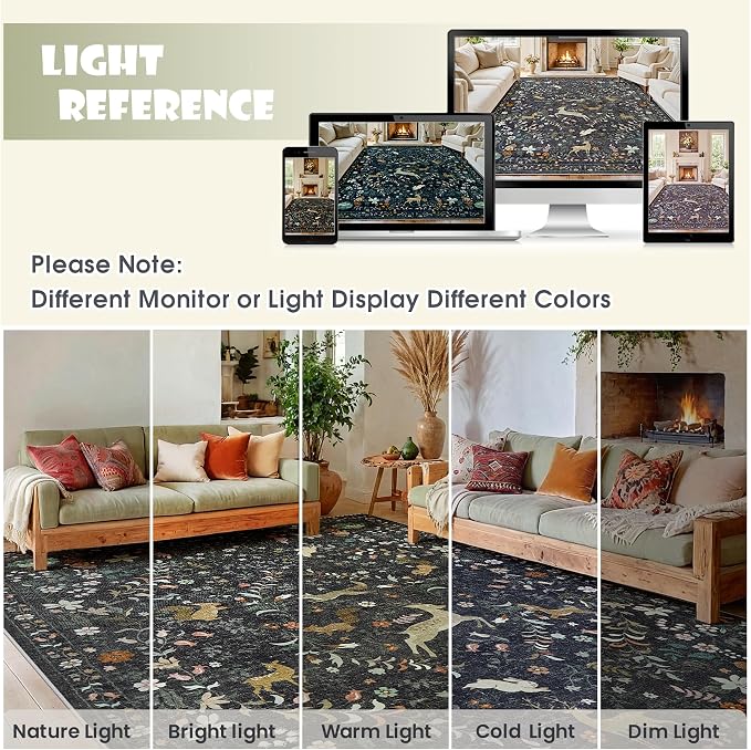 5x7 Area Rugs Washable Rug: Boho Living Room Rug Soft Non-Slip Low Pile Carpet - Image 9