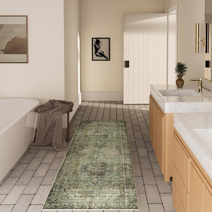 Machine Washable Kitchen Runner Rug: 2'x10' Hallway Rug Non Slip Low-Pile Stain - Image 5