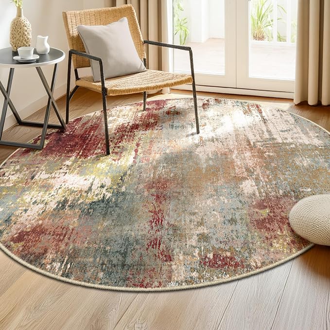 RELEANY Washable Area Rugs 8ft Non-Slip Modern Abstract Soft by RELEANY