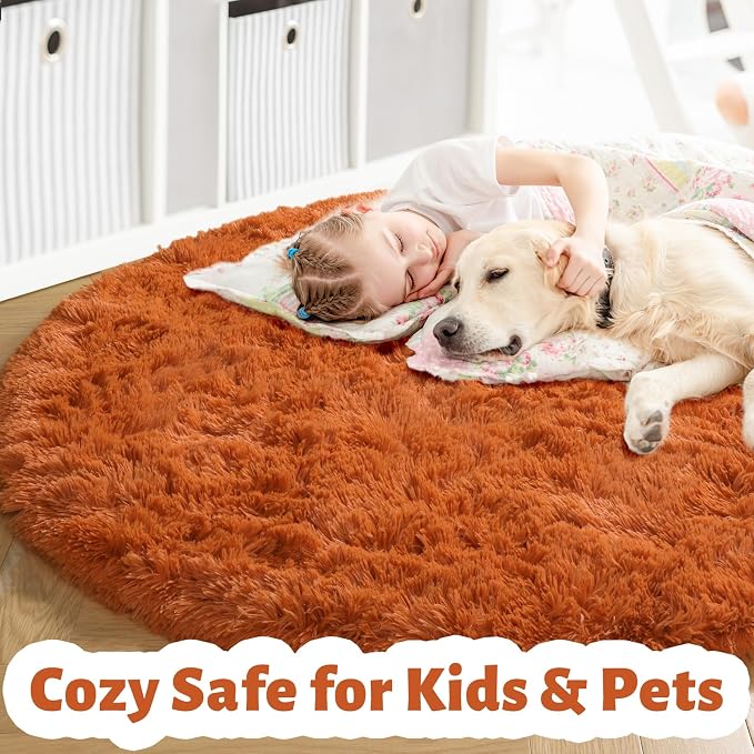 Amdrebio Burnt Orange Round Rugs 6Ft - Image 2