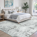Rugflix 9x12 Washable Area Rugs, Neutral Boho Carpet Living Room Rug Non Slip - Image 2