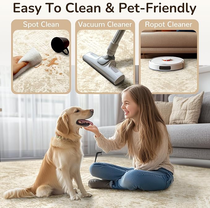 BESTSWEETIE Area Rug 8x10 Rug Machine Washable Non-Slip Low Pile Print Pattern - Image 4