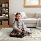 DCX 6x9 Green Rug, Machine Washable Stain Resistant Distressed Vintage Rug - Image 4