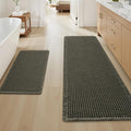 Upgraded Waffle Bath Mat Set of 2, Super Absorbent Non Slip Bath Mats by AMOAMI