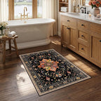 RELEANY Area Rugs Small 2'6"x4' Washable Non-Slip, Floral Vintage Distress by RELEANY