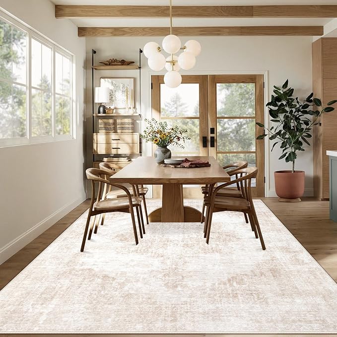Area Rug 9x12 Vintage Rugs: Large Washable Living Room Rug Retro Medallion - Image 4
