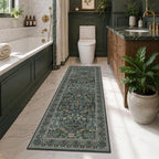 Dusty Teal 2x6 Washable Runner Rug Non Slip by Evyhood
