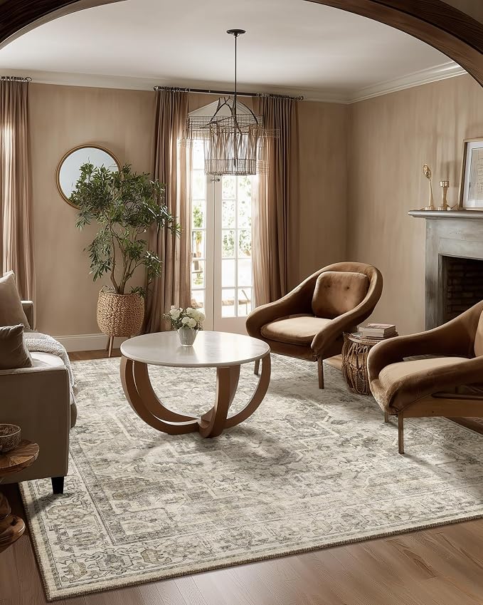 Washable Area Rugs for Living Room: 5x7 Bedroom Area Rugs Boho Vintage Rugs by palohom