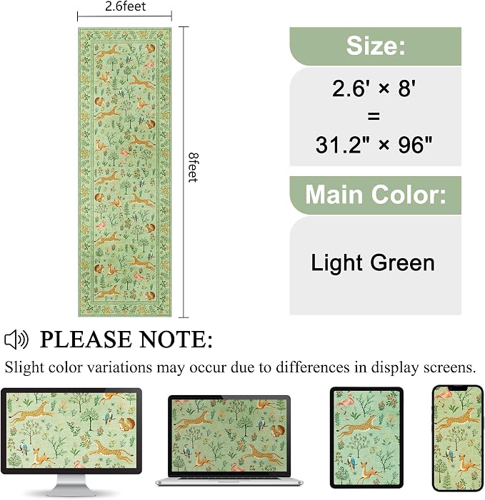 DUKINO 2.6x8 Rug for Hallway, Washable Kitchen Runner Rug - Image 2