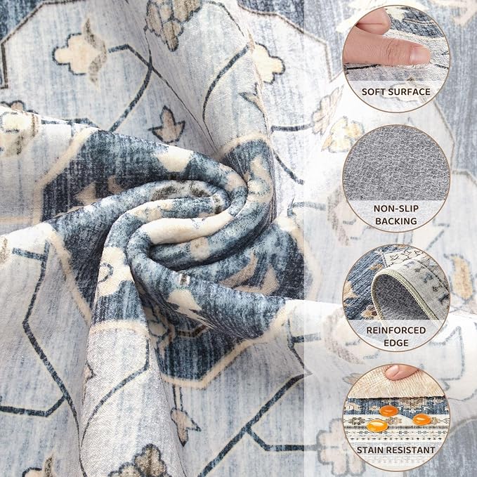 8x10 Washable Area Rug, Large Rugs - Image 3