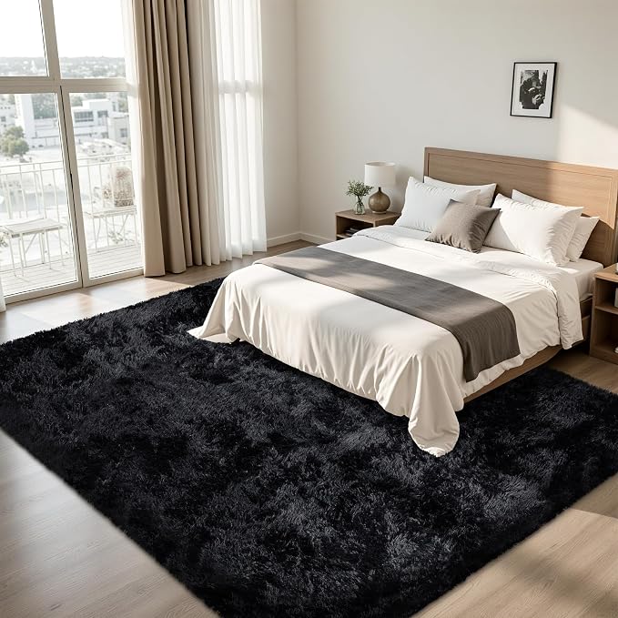 8x10 Area Rug for Living Room:Ultra Soft Fluffy Shag Black Rugs, Large Fuzzy - Image 3