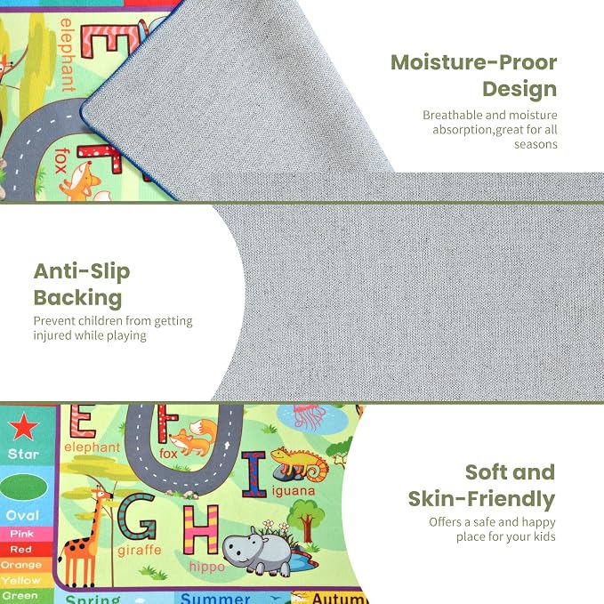 Terrug Kids Rug for Playroom & Classroom, Washable Nursery Carpet, Non-Slip - Image 7