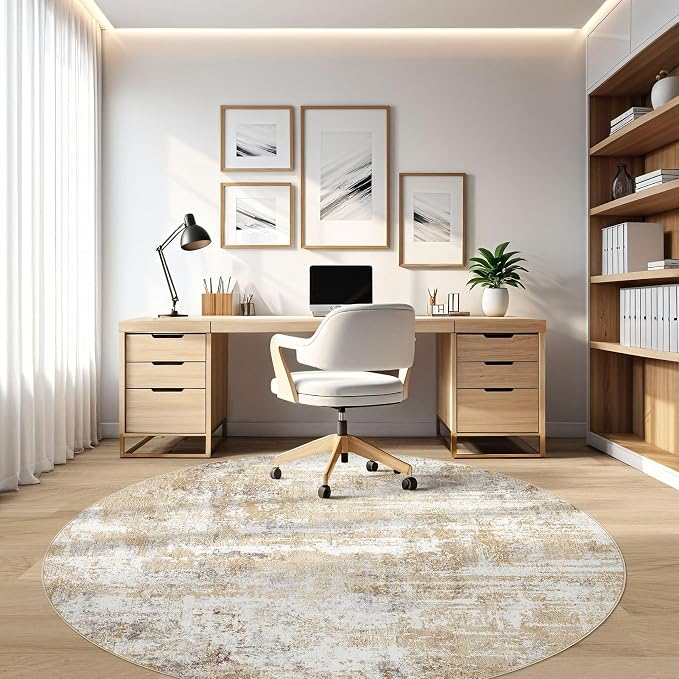 Round Rug Living Room Rugs: 6Ft Washable Circle Large Abstract Modern Soft - Image 8