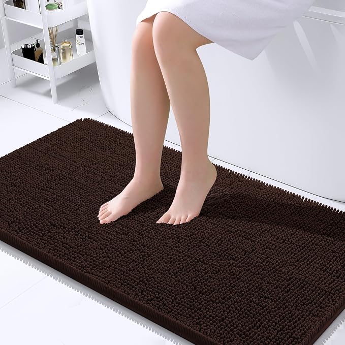 OLANLY Large Bathroom Rugs 45x27, Extra Soft Absorbent Chenille Bath Rugs by OLANLY