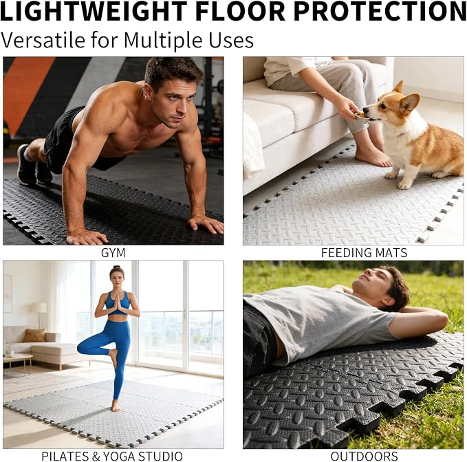 Gym Flooring for Home Gym, 12.6"x12.6"x0.4" EVA Exercise Mats, Puzzle Floor Mat - Image 3