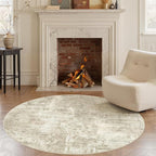 Soalmost 5x5 Beige Gray Round Rug 5ft Living Room Circle Rug Vintage Round Area - Image 2