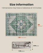 AMADA HOMEFURNISHING 9x12 Area Rug, Washable Low-Profile Large Area Rug - Image 2