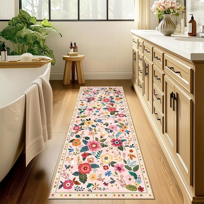 RELEANY Floral 2x6 Area Rugs Washable Print Boho Cute Carpet Non Slip Flower - Image 8
