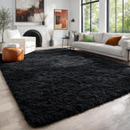 PAGISOFE 4x6 Fluffy Bedroom Rugs Black Modern Living Room Area Rug Fuzzy Shaggy - Image 3