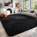 PAGISOFE Black Fluffy Shag Area Rugs by PAGISOFE