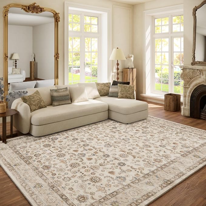 Washable Area Rugs for Living Room: 6x9 Bedroom Rug Boho Vintage Area Rug Stain by palohom