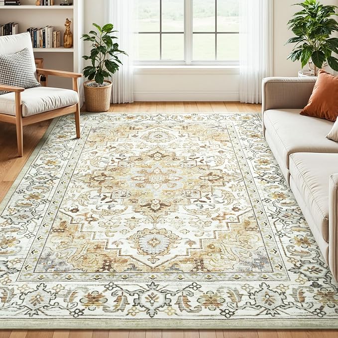 Lessymo 5x7 Area Rugs- Machine Washable Area Rugs, Super Soft Faux-Wool Area Rug by Lessymo