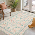 Rugxara Floral Entryway Rug, 3x5 Washable Area Rug, Non Slip Low Pile Small by Rugxara