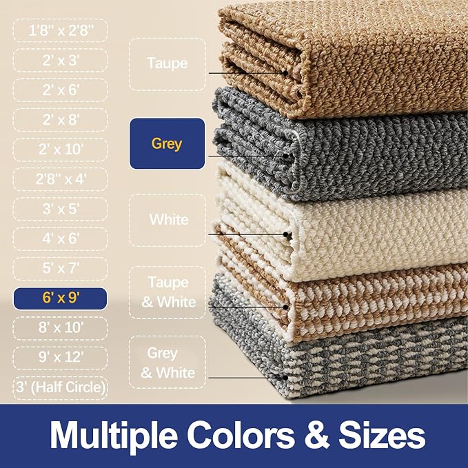 Faux Jute Area Rug 6'x9', Washable & Non-Slip, No Odor. Farmhouse Boho Style - Image 7