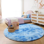 Amdrebio Tie-Dyed Light Blue Round Circle Rug 5Ft - Image 7