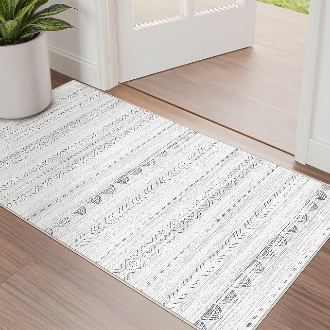Nakagishi 2X4 Rug Washable Area Rug: Small Soft Boho Farmhouse Neutral Moroccan by NakagishiAreaRug