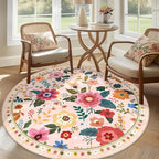 RELEANY Floral 6ft Area Rugs Washable Print Boho Cute Carpet Non Slip Flower - Image 2